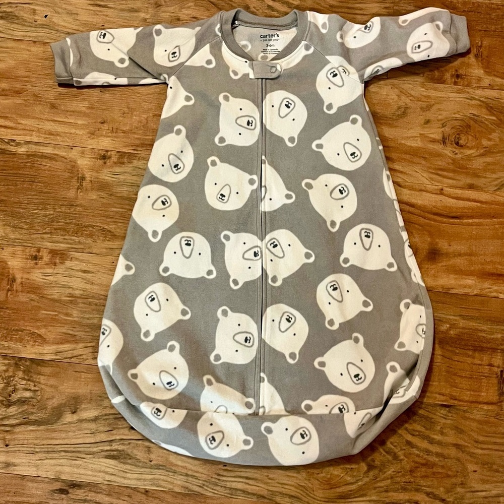 Carter's Adorable Bear Print Sleep Sack - Gray and White